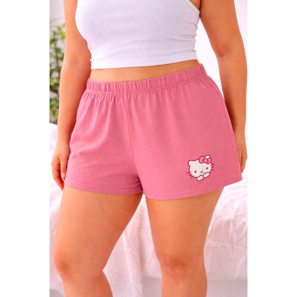 Sanrio Hello Kitty Pink Lounge Sleep Shorts Size XL Soft Stretch Sleepwear #9